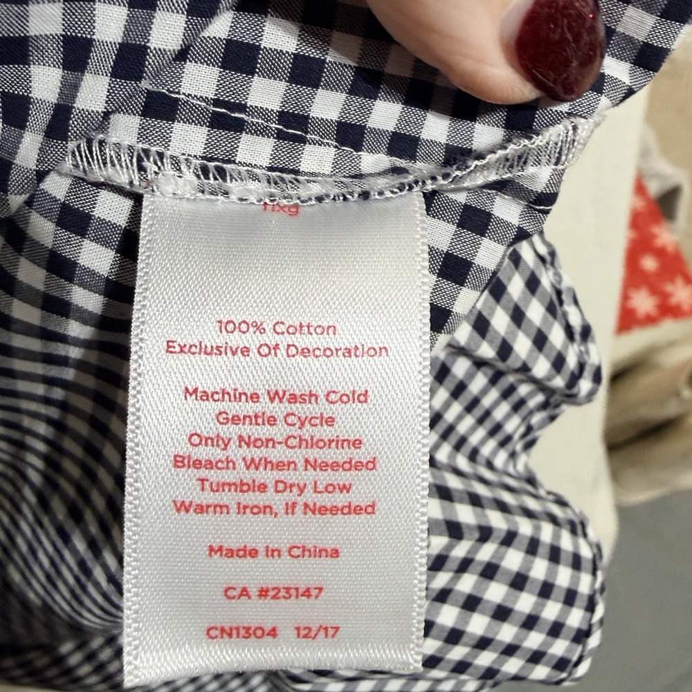 Talbots Oprah Collection Large Gingham Ladybug Top Teacher Preppy Academia - Picture 4 of 5